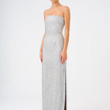 Strapless Collar Stone Long Evening Dress - 9149C