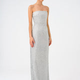 Strapless Collar Stone Long Evening Dress - 9149C