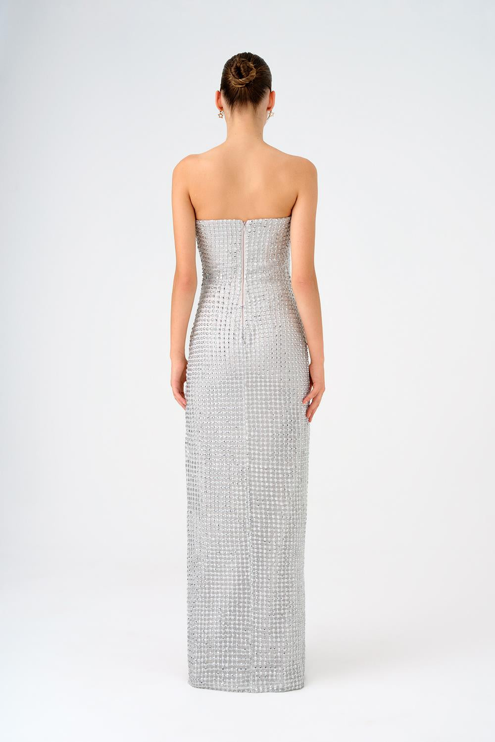 Strapless Collar Stone Long Evening Dress - 9149C