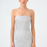 Strapless Collar Stone Long Evening Dress - 9149C