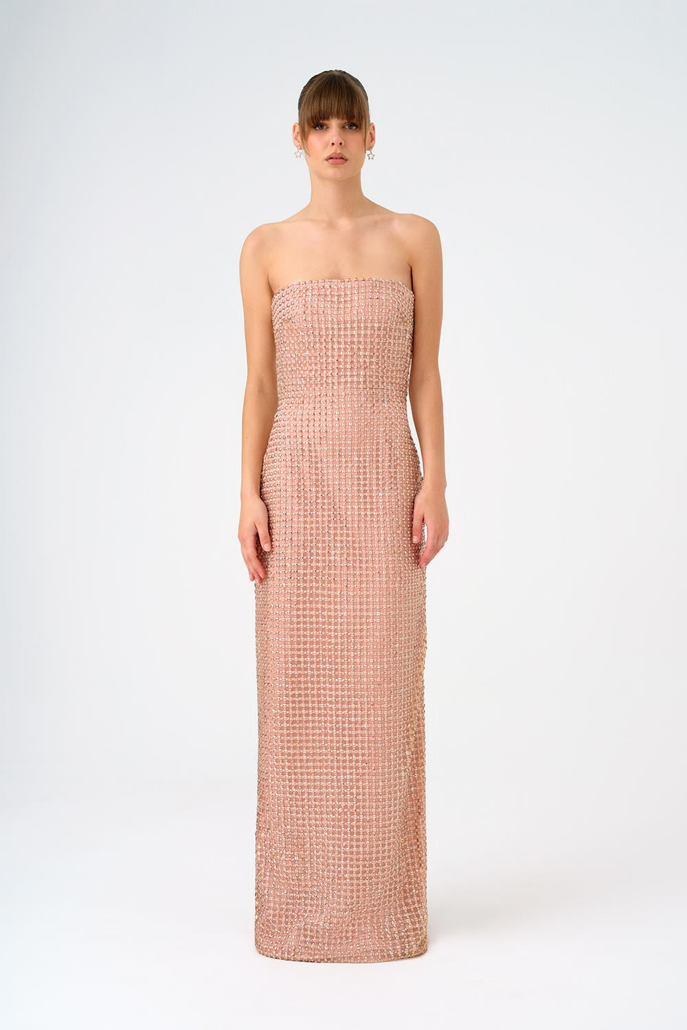 Strapless Collar Stone Long Evening Dress - 9149C