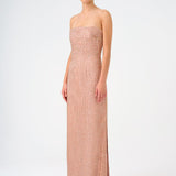 Strapless Collar Stone Long Evening Dress - 9149C
