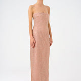 Strapless Collar Stone Long Evening Dress - 9149C