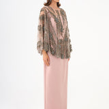 Long Evening Dress with Stone Embroidered Cape Straps - 9004C