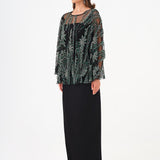 Long Evening Dress with Stone Embroidered Cape Straps - 9004C