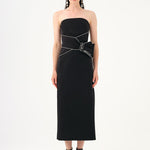 Stone Embroidery Detailed Strapless Midi Evening Dress - 9170C