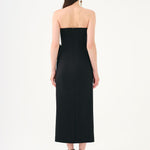 Stone Embroidery Detailed Strapless Midi Evening Dress - 9170C