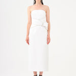 Stone Embroidery Detailed Strapless Midi Evening Dress - 9170C