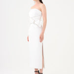 Stone Embroidery Detailed Strapless Midi Evening Dress - 9170C
