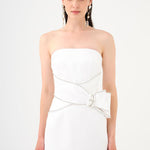 Stone Embroidery Detailed Strapless Midi Evening Dress - 9170C