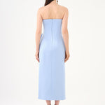 Stone Embroidery Detailed Strapless Midi Evening Dress - 9170C