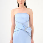 Stone Embroidery Detailed Strapless Midi Evening Dress - 9170C