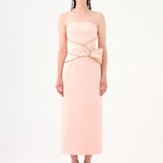 Stone Embroidery Detailed Strapless Midi Evening Dress - 9170C