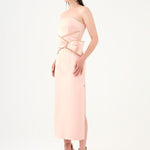 Stone Embroidery Detailed Strapless Midi Evening Dress - 9170C