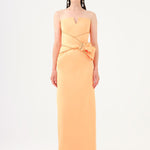 Stone Embroidery Detailed Strapless Collar Long Evening Dress - 9185C