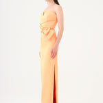 Stone Embroidery Detailed Strapless Collar Long Evening Dress - 9185C