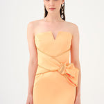 Stone Embroidery Detailed Strapless Collar Long Evening Dress - 9185C