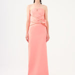 Stone Embroidery Detailed Strapless Collar Long Evening Dress - 9185C