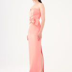 Stone Embroidery Detailed Strapless Collar Long Evening Dress - 9185C