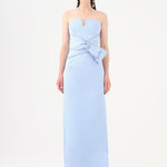 Stone Embroidery Detailed Strapless Collar Long Evening Dress - 9185C