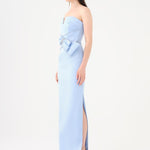 Stone Embroidery Detailed Strapless Collar Long Evening Dress - 9185C