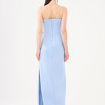 Stone Embroidery Detailed Strapless Collar Long Evening Dress - 9185C