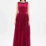 Stone Embroidery Detailed Taffeta Long Evening Dress - 9131C