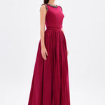 Stone Embroidery Detailed Taffeta Long Evening Dress - 9131C