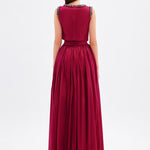Stone Embroidery Detailed Taffeta Long Evening Dress - 9131C