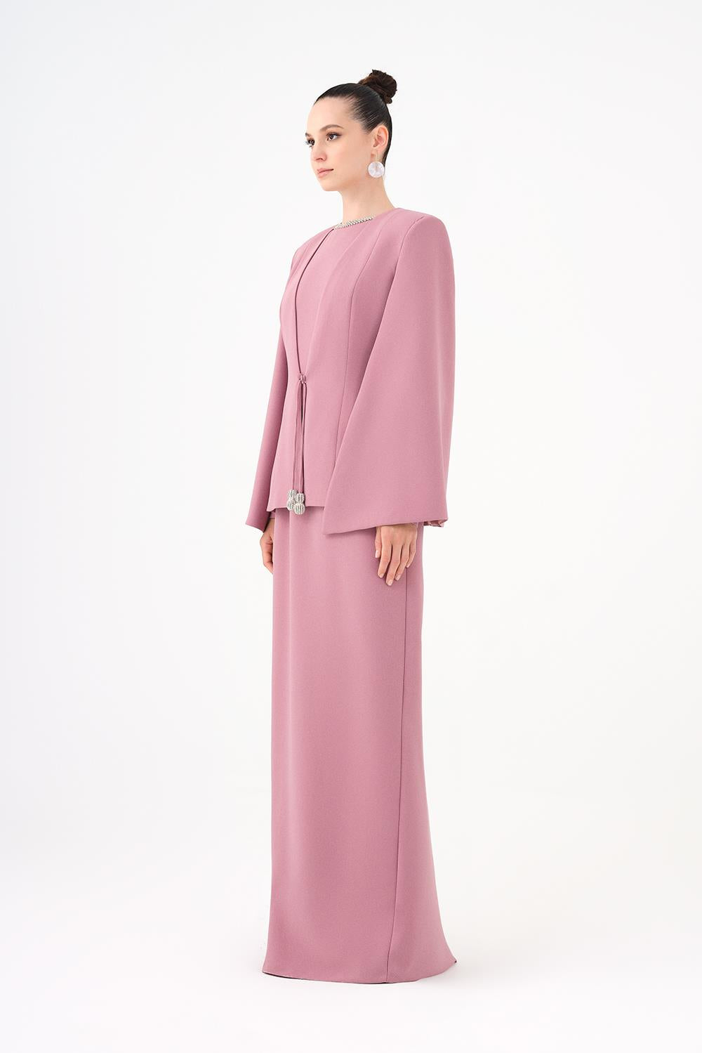 Stone Embroidery Detailed Evening Dress & Jacket Set - 9018C