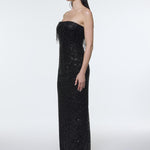 Stone Embroidered Strapless Long Evening Dress - 9202C