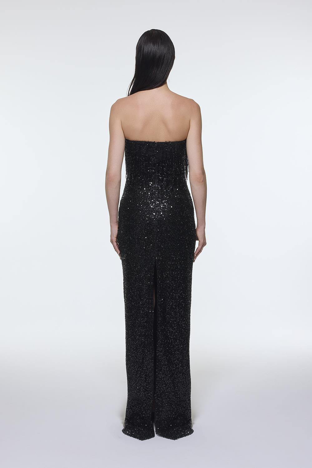 Stone Embroidered Strapless Long Evening Dress - 9202C
