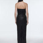 Stone Embroidered Strapless Long Evening Dress - 9202C