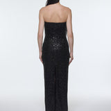 Stone Embroidered Strapless Long Evening Dress - 9202C