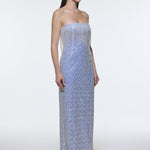 Stone Embroidered Strapless Long Evening Dress - 9202C