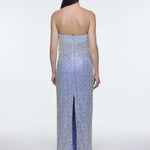 Stone Embroidered Strapless Long Evening Dress - 9202C