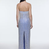 Stone Embroidered Strapless Long Evening Dress - 9202C