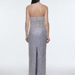Stone Embroidered Strapless Long Evening Dress - 9202C