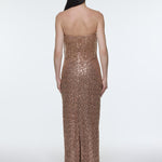 Stone Embroidered Strapless Long Evening Dress - 9202C