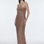 Stone Embroidered Strapless Long Evening Dress - 9202C
