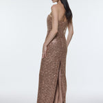 Stone Embroidered Strapless Long Evening Dress - 9202C