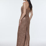 Stone Embroidered Strapless Long Evening Dress - 9202C