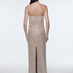 Stone Embroidered Strapless Long Evening Dress - 9202C