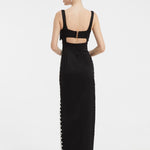 فستان سهرة طويل برقبة حبال مطرزة بالخرز وشق - 2006C