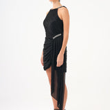 Mini Evening Dress with Stone Drape Detail - 9009C