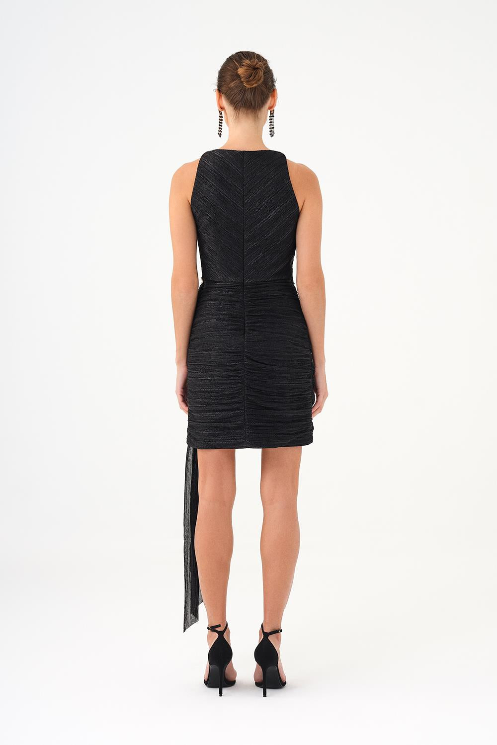 Mini Evening Dress with Stone Drape Detail - 9009C