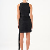 Mini Evening Dress with Stone Drape Detail - 9009C
