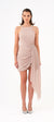 Taşlı Drape Detaylı Mini Abiye Elbise - 9009C - Açık Pudra