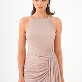 Mini Evening Dress with Stone Drape Detail - 9009C