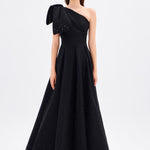 One Shoulder Bow Detail Long Evening Dress - 9062C